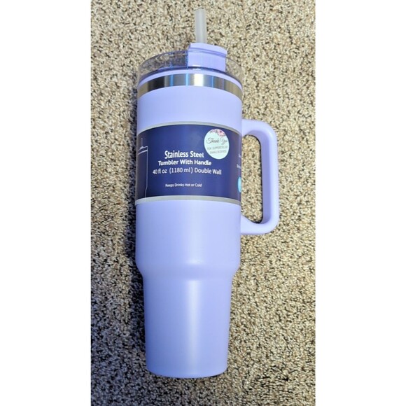 40oz Stainless Steel Tumbler –Insulated Double Wall w/ Handle, Straw & Twist Lid - Picture 12 of 16